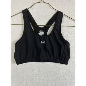 Under Armour Womens Black HeatGear Racerback Sports Bra Mid Impact Size Medium
